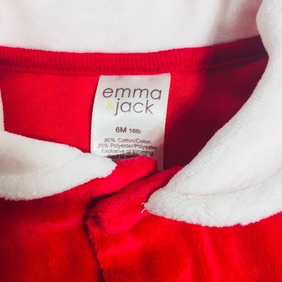 EMMA & Jack velvet Santa onesie with hat - Picture 3 of 3